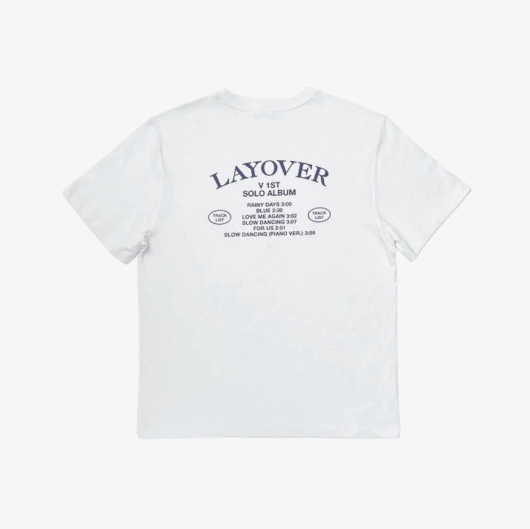 BTS V LAYOVER S/S T-SHIRT (LAYOVER) (WHITE) - BTS ARMY GIFT SHOP