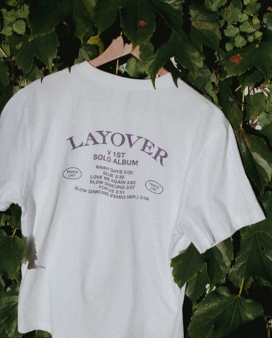 BTS V LAYOVER S/S T-SHIRT (LAYOVER) (WHITE) - BTS ARMY GIFT SHOP