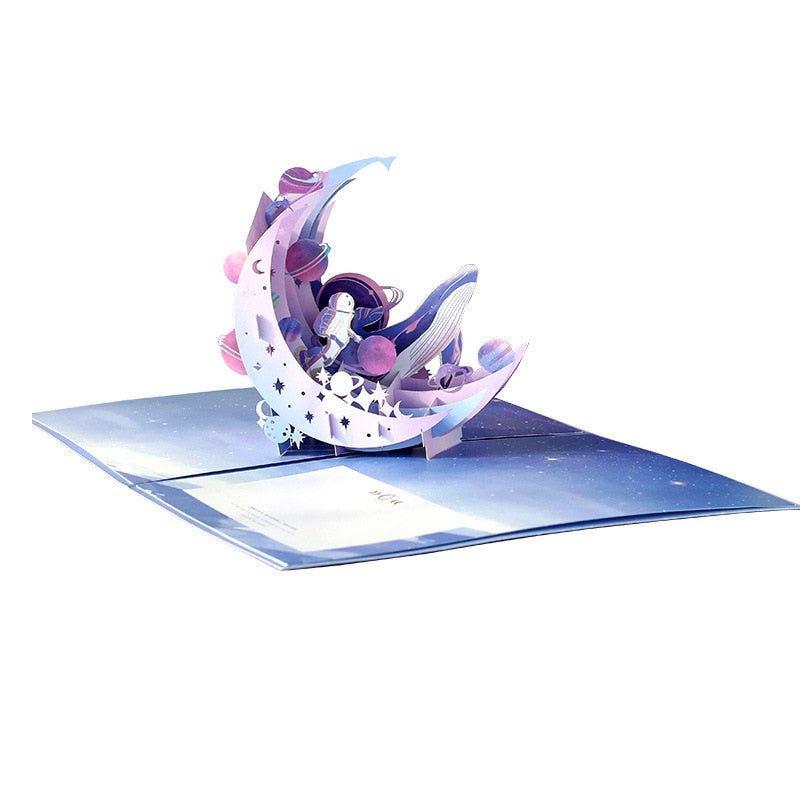 3D Stereo Purple Galaxy Whale Space Greeting Card - BTS ARMY GIFT SHOP