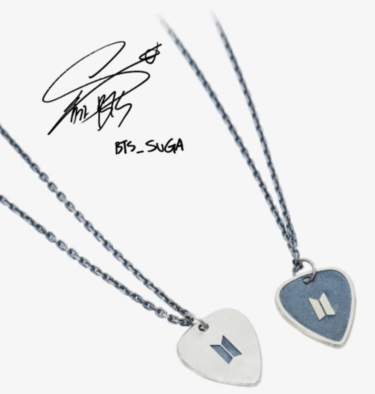 BTS - SUGA Silver Guitar Pick Necklace 😍   - BTS ARMY GIFT SHOP