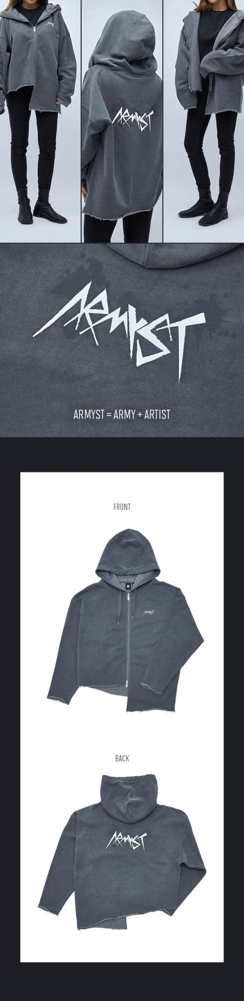 JUNG KOOK] ARMYST ZIP-UP HOODY [BLACK]-